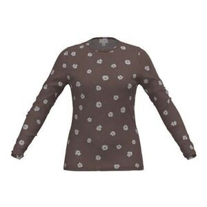LuLaRoe XL Brown with White Flowers May Long Sleeve Mesh Top